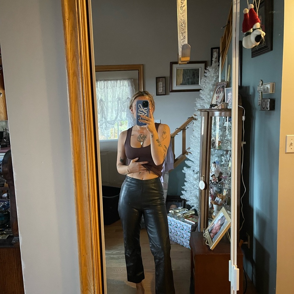 Danier Black Leather Cropped Pants